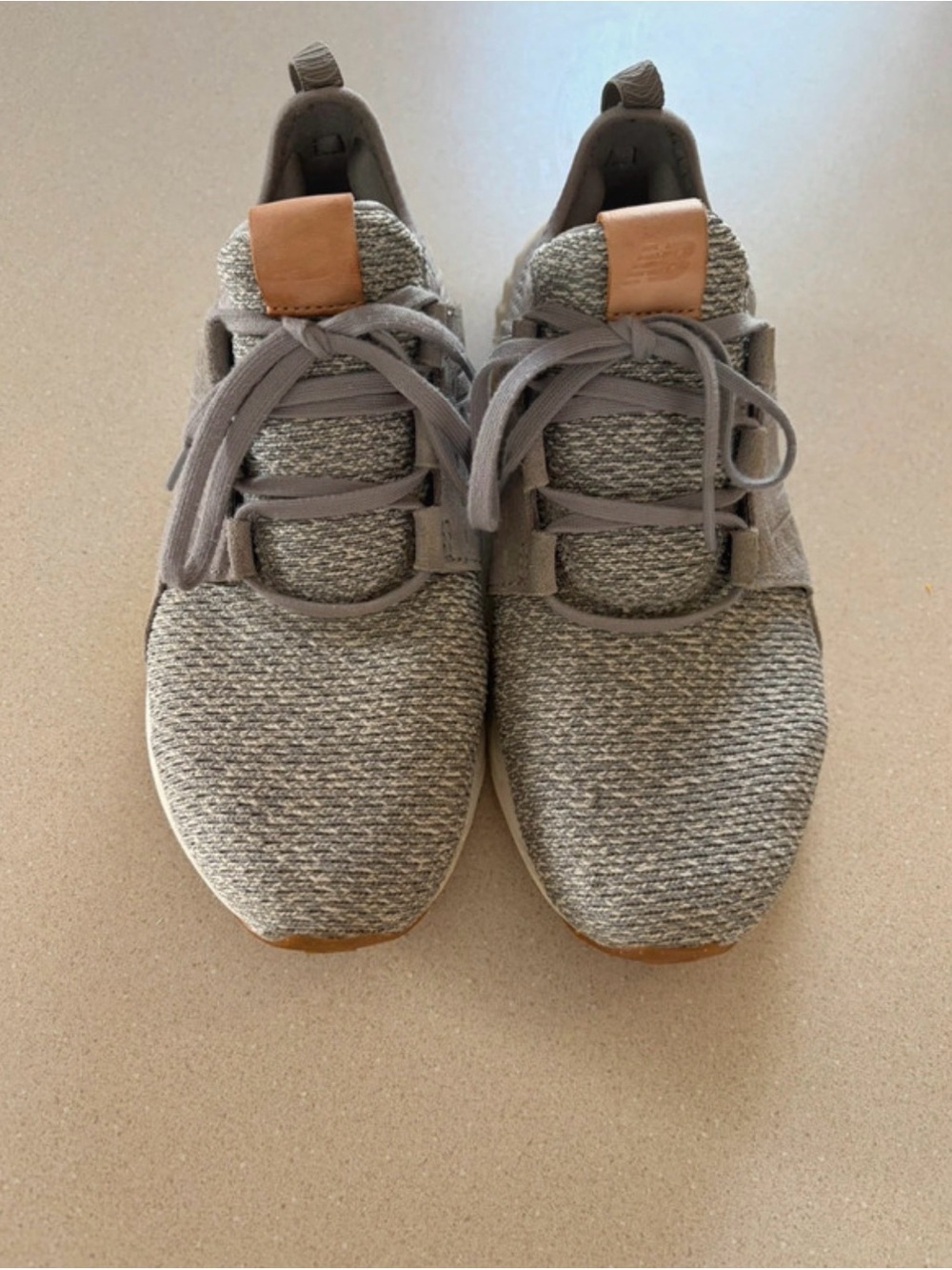 New Balance CruzV1 Women’s Knit Lace-Up Sneakers - Gray with Tan Accent